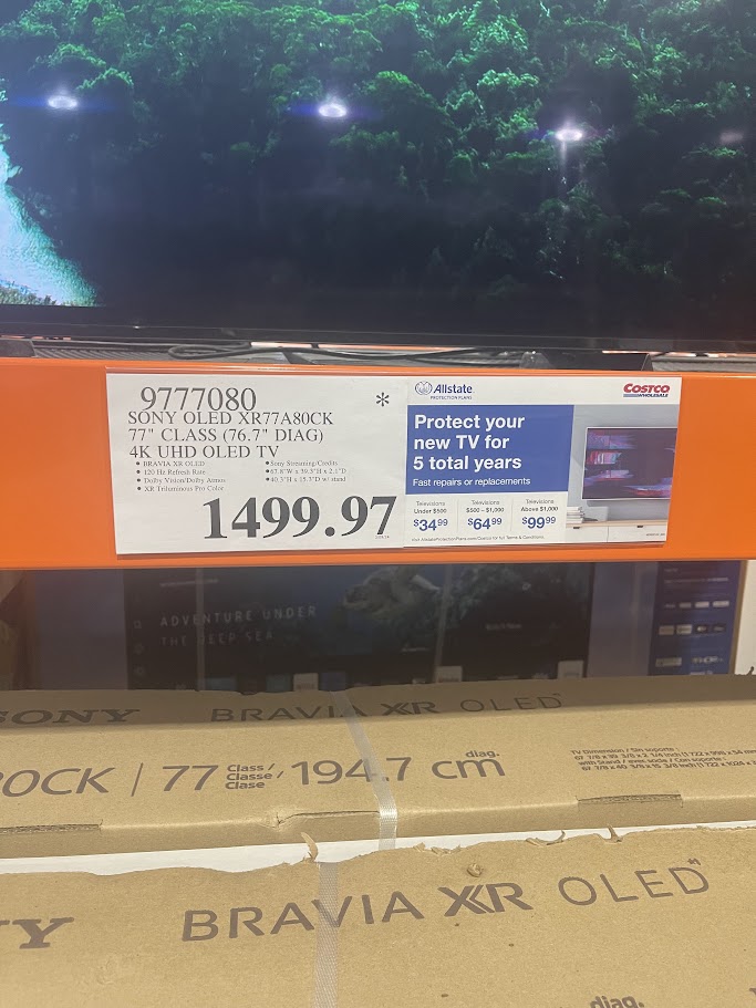 YMMV - Costco in-store Sony 77 A80CK $1499.97