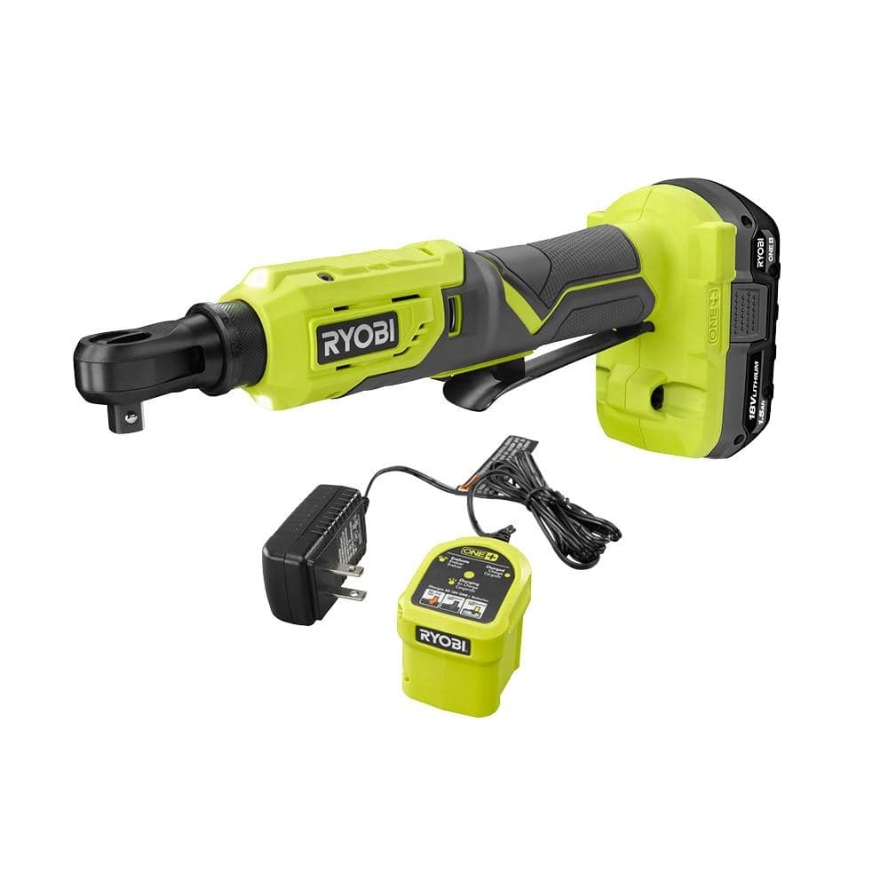 YMMV RYOBI ONE 18V Cordless 3/8 in. 4-Postion Ratchet Kit with 1.5 Ah Battery and Charger - $50
